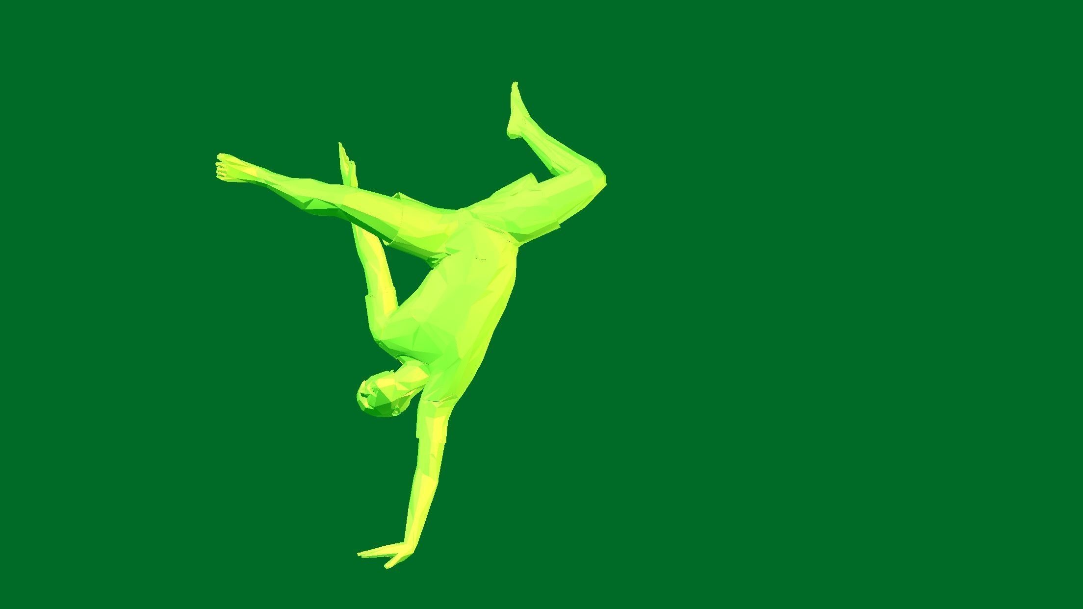 Low poly man hand stand 3D model_2