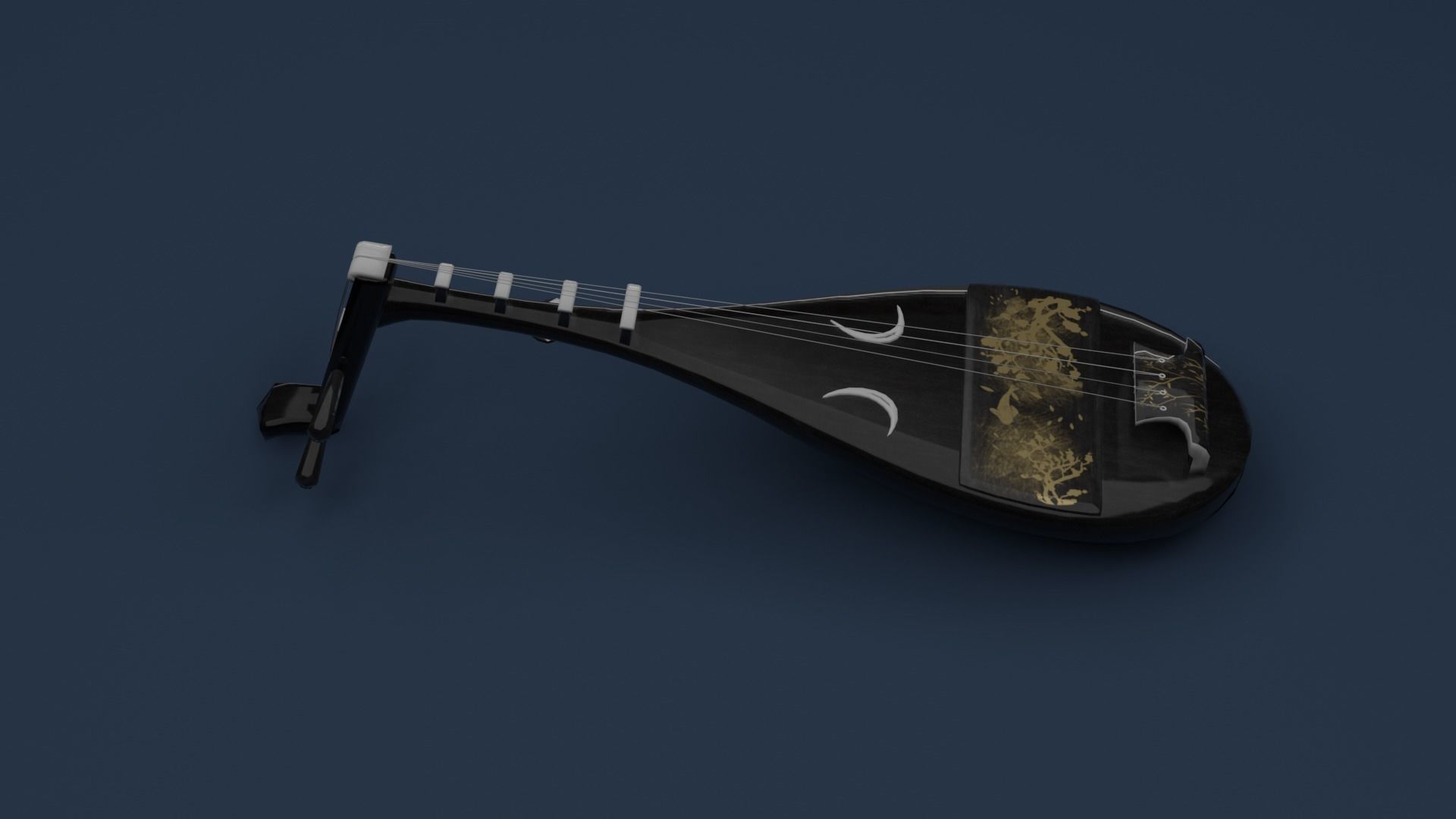Japanese String Instrument Biwa 3D model_7