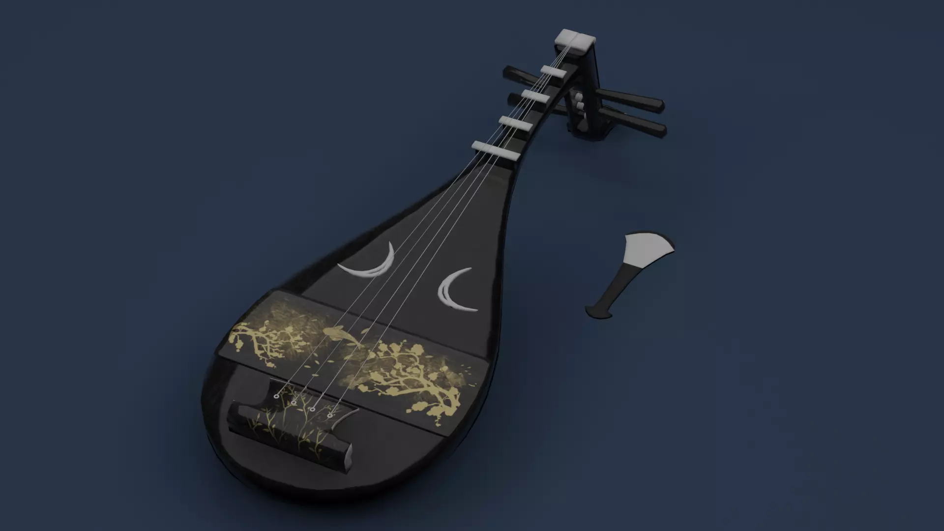 Japanese String Instrument Biwa 3D model_0
