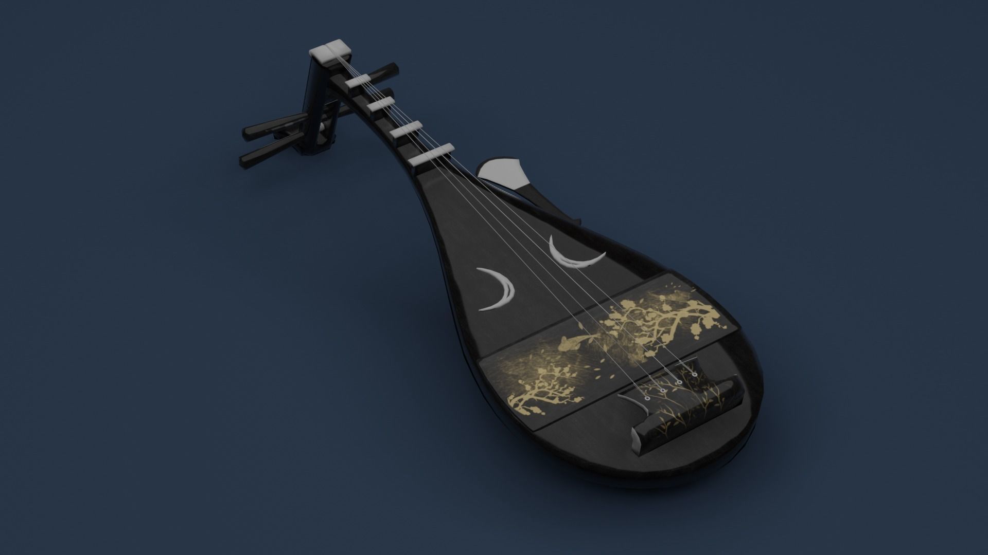 Japanese String Instrument Biwa 3D model_8