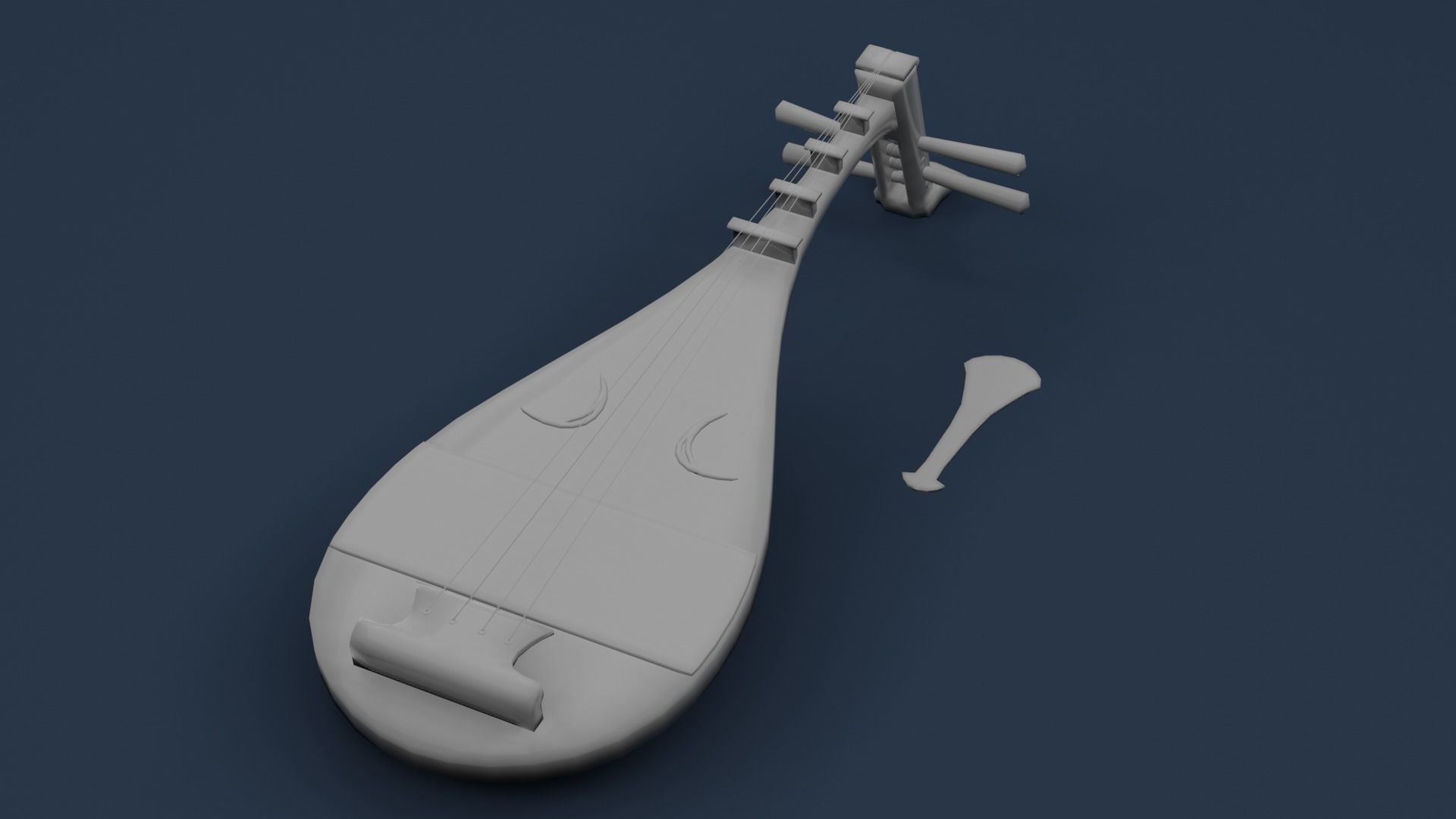 Japanese String Instrument Biwa 3D model_1