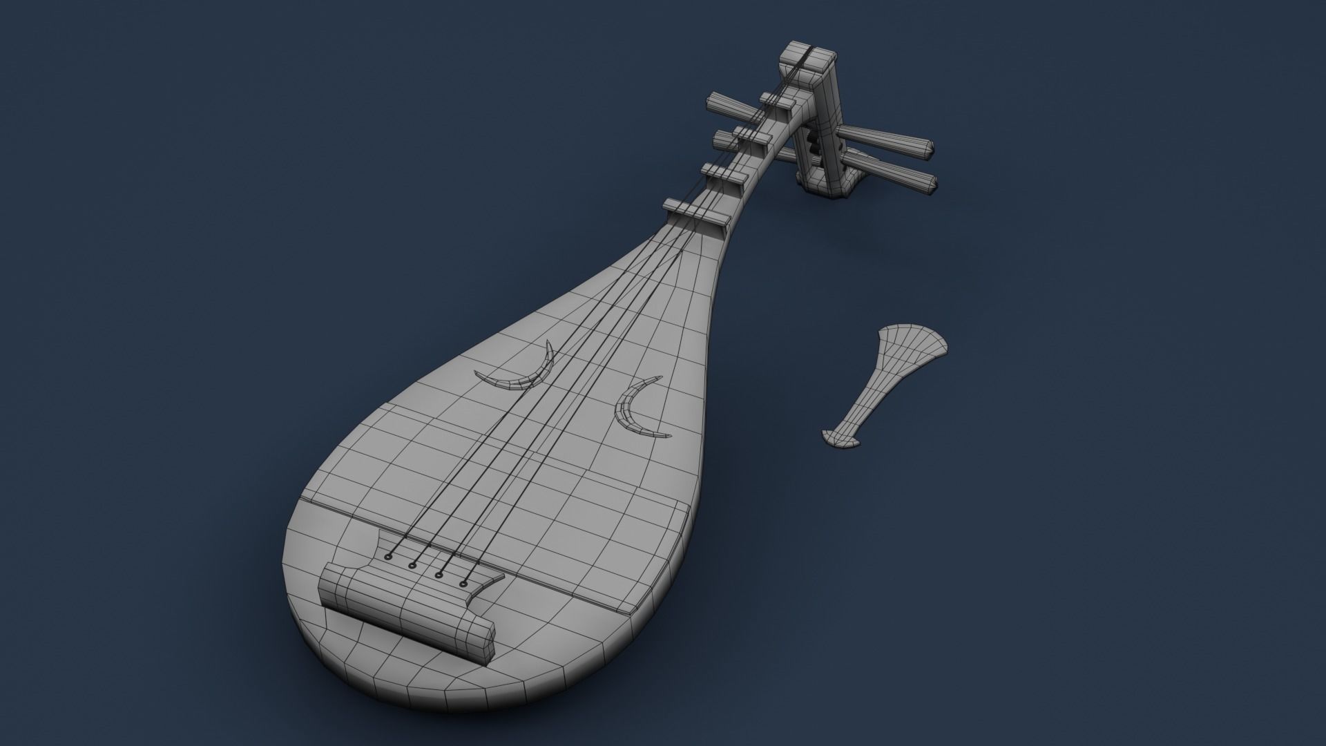 Japanese String Instrument Biwa 3D model_2