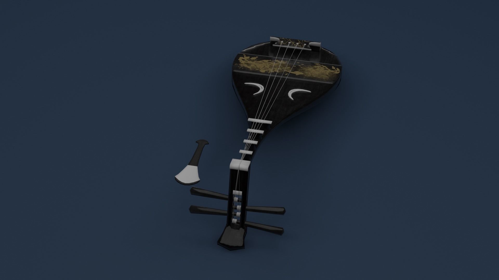 Japanese String Instrument Biwa 3D model_6