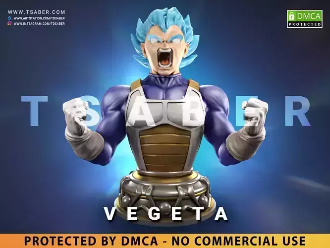 Vegeta Bust - Anime Dragon Ball Z collectibles 3D print model