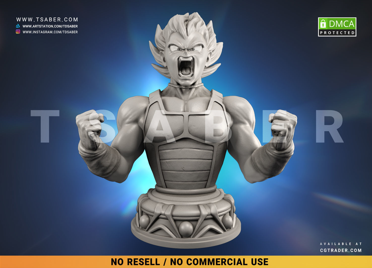 Vegeta Bust - Anime Dragon Ball Z collectibles 3D print model_3