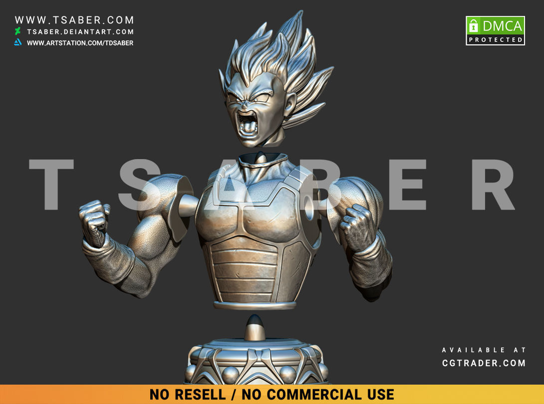 Vegeta Bust - Anime Dragon Ball Z collectibles 3D print model_2
