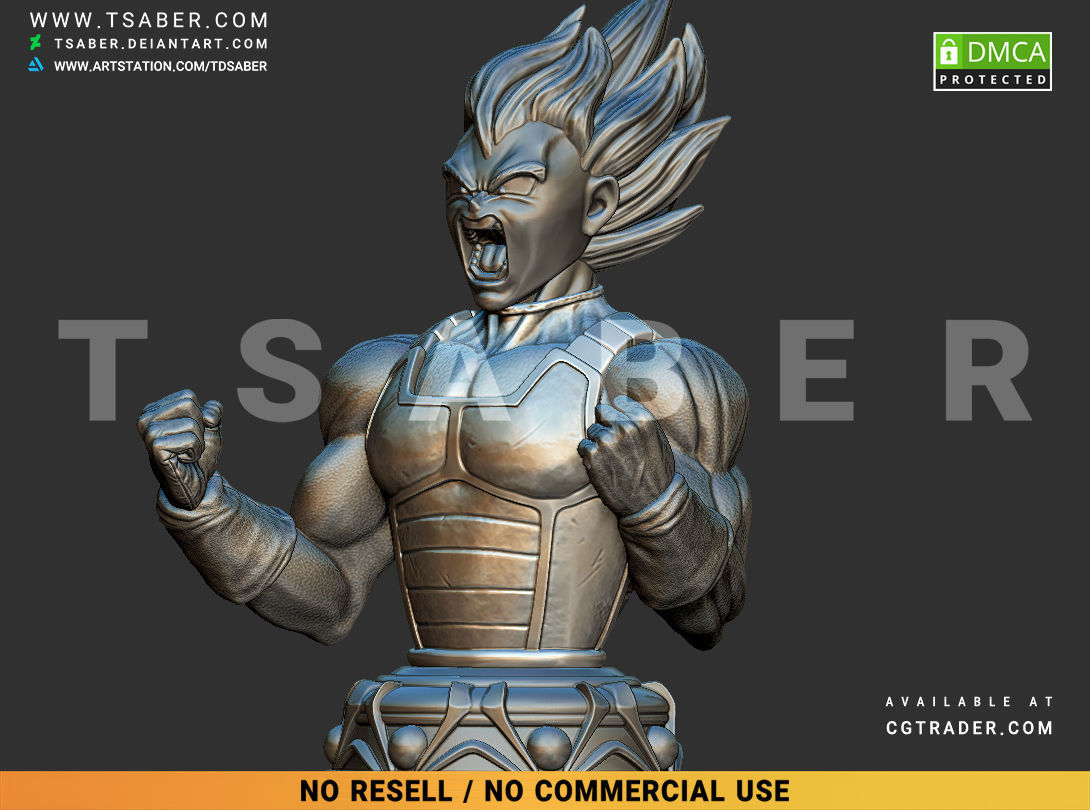 Vegeta Bust - Anime Dragon Ball Z collectibles 3D print model_8