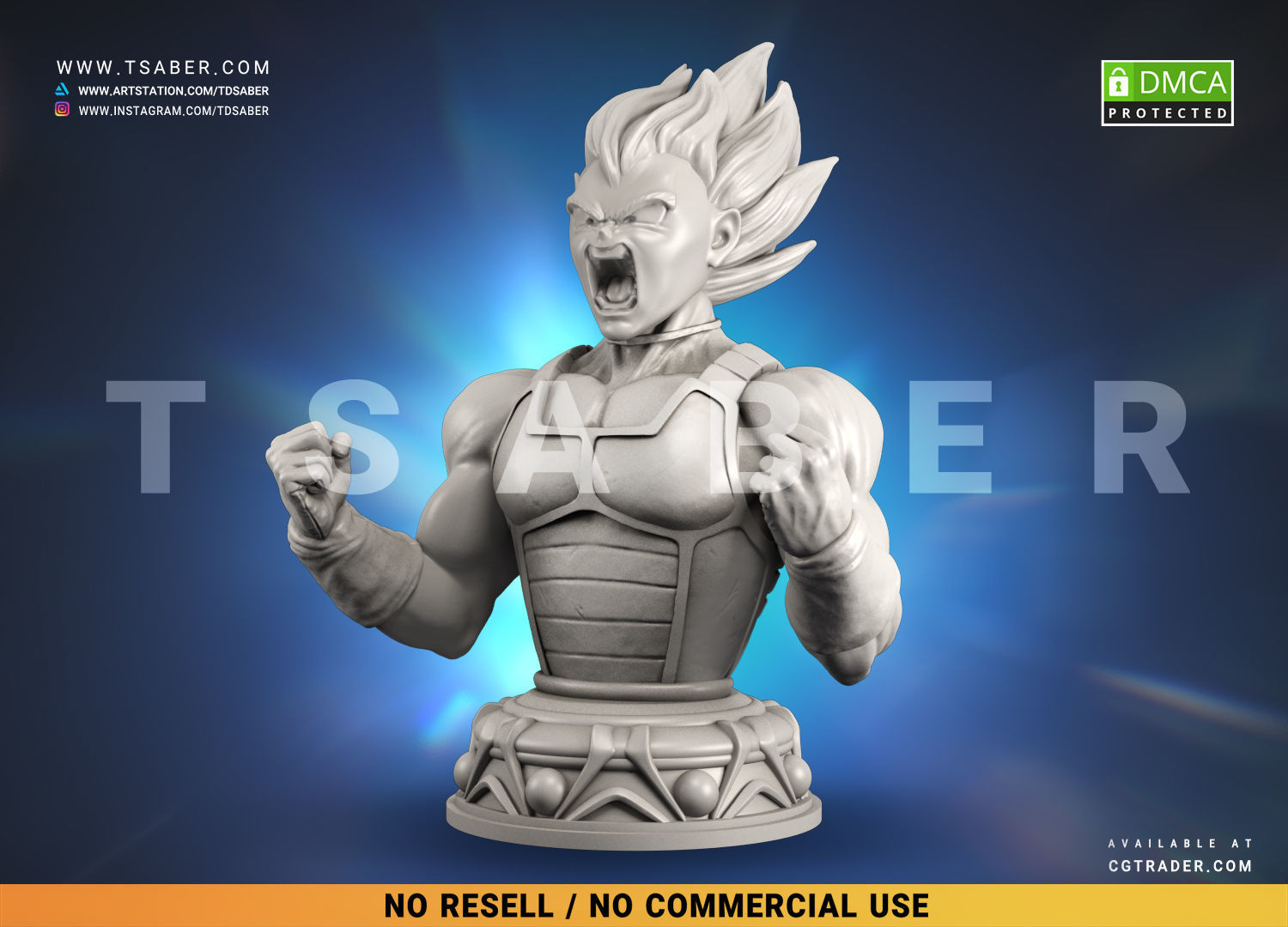 Vegeta Bust - Anime Dragon Ball Z collectibles 3D print model_5
