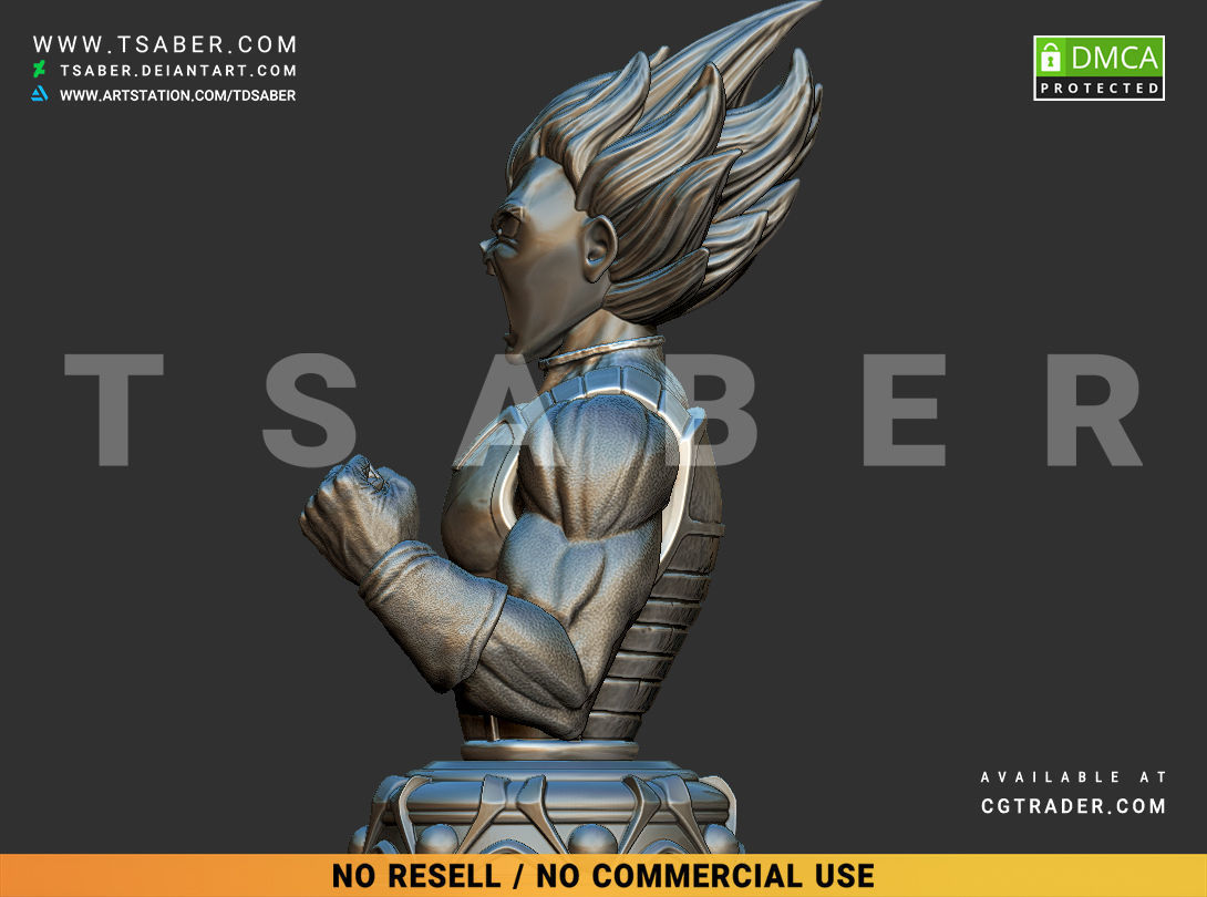 Vegeta Bust - Anime Dragon Ball Z collectibles 3D print model_9