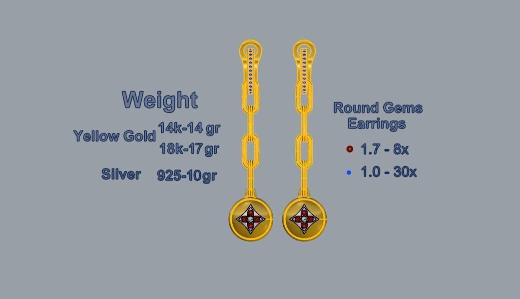 Louis Vuitton Earrings 3D print model_3