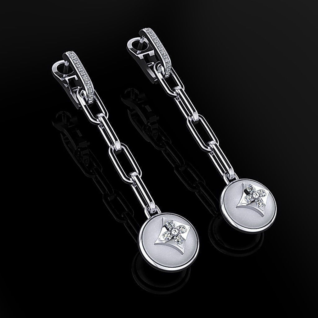 Louis Vuitton Earrings 3D print model_1