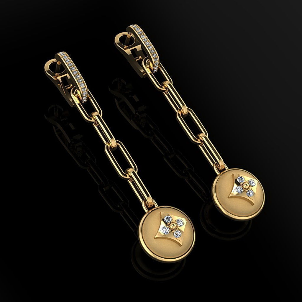 Louis Vuitton Earrings 3D print model_2
