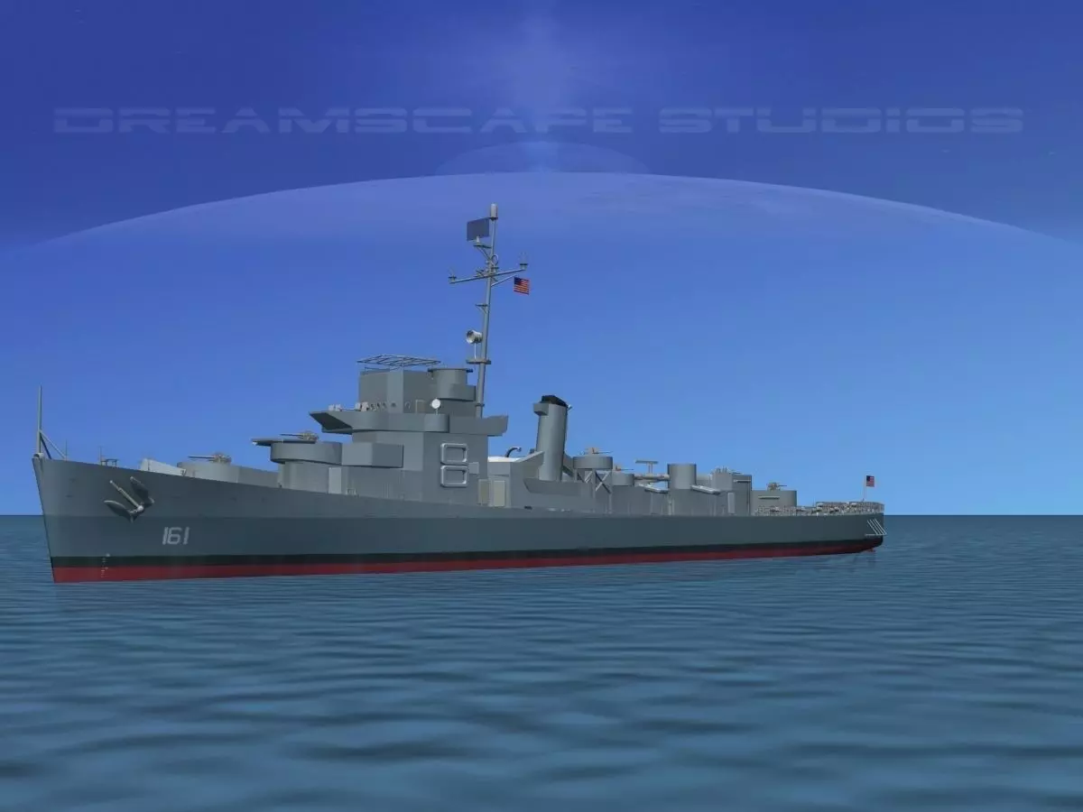 Destroyer Escort DE-161 USS Barber 3D model_0