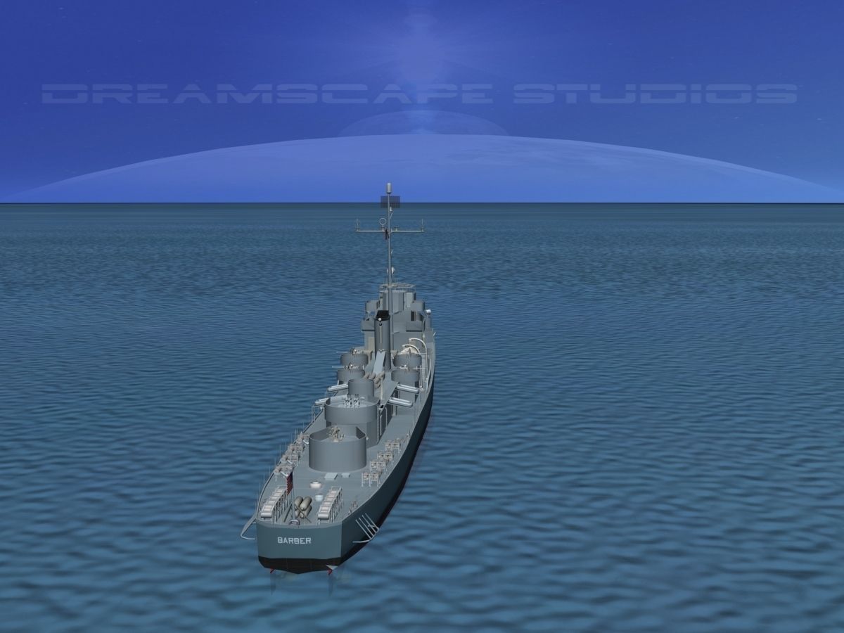 Destroyer Escort DE-161 USS Barber 3D model_5
