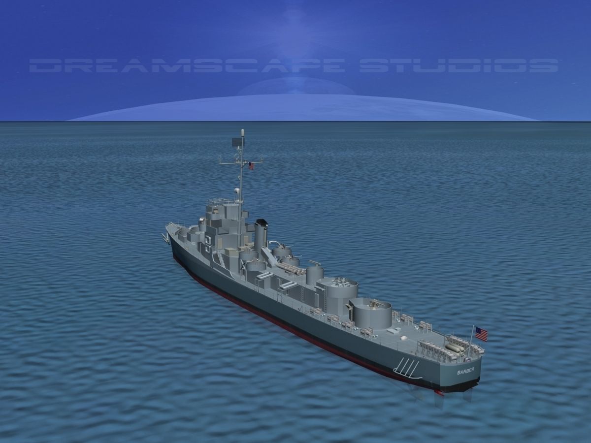 Destroyer Escort DE-161 USS Barber 3D model_6