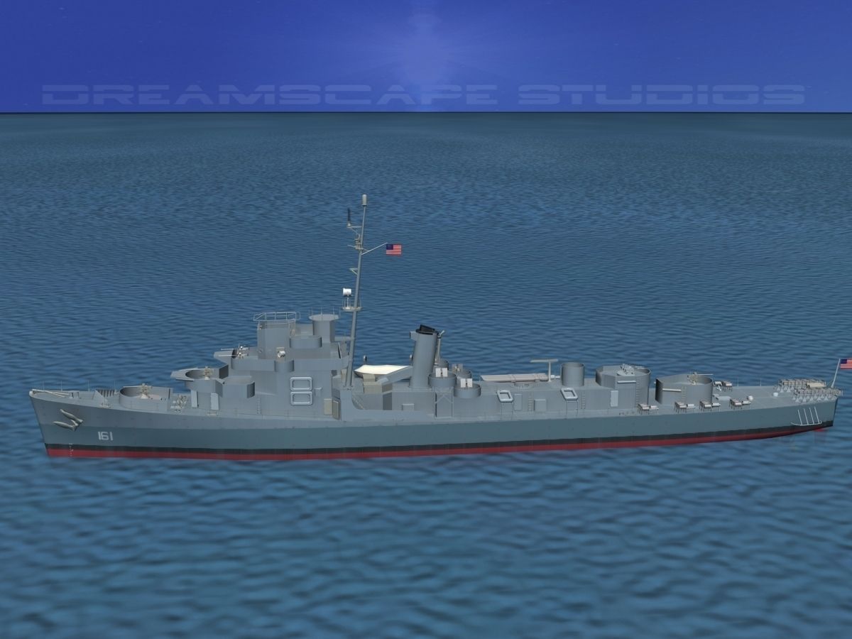 Destroyer Escort DE-161 USS Barber 3D model_8
