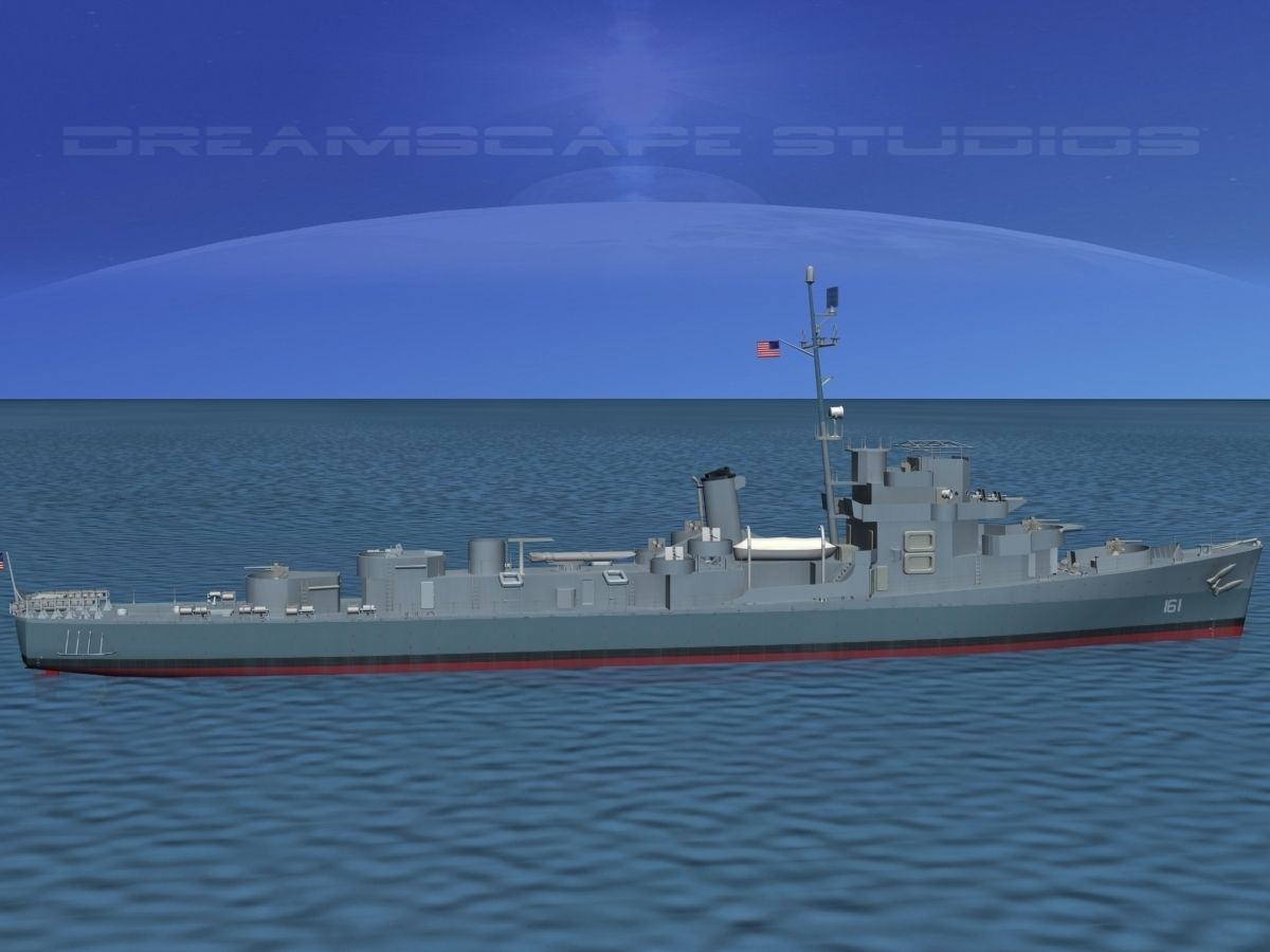 Destroyer Escort DE-161 USS Barber 3D model_3