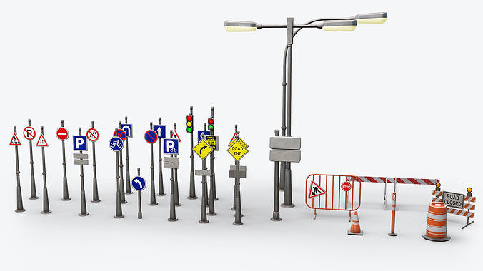 Traffic Sign Board Low-poly 3D model