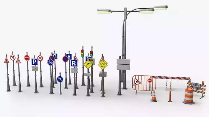 Traffic Sign Board Low-poly 3D model