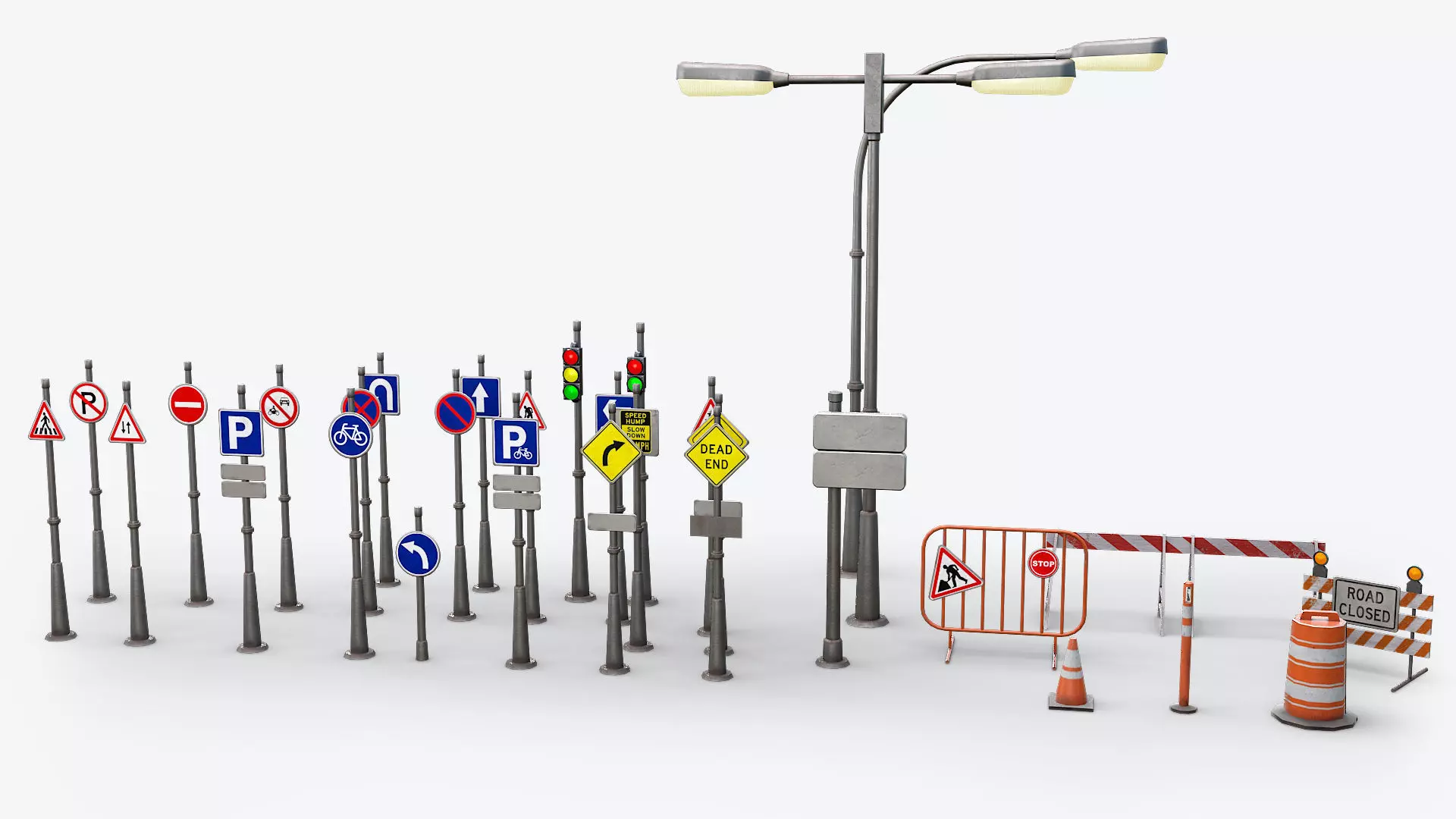 Traffic Sign Board Low-poly 3D model_0