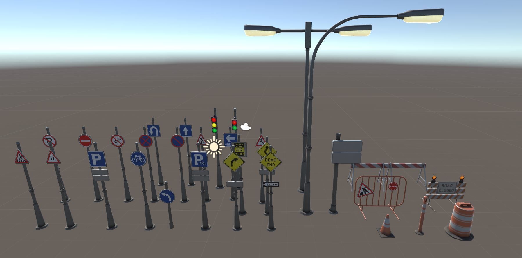 Traffic Sign Board Low-poly 3D model_5