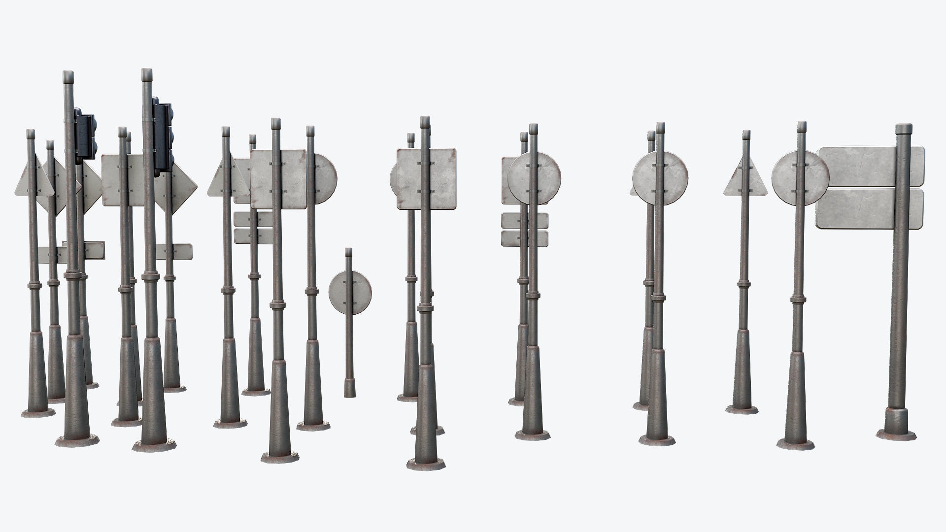 Traffic Sign Board Low-poly 3D model_6