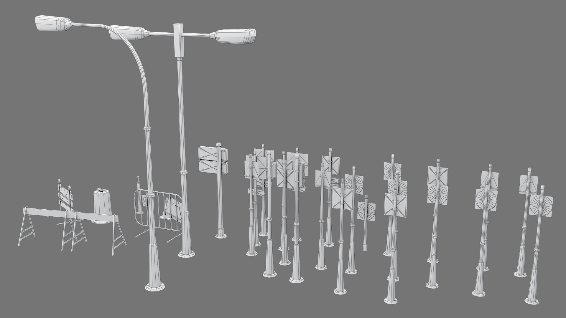 Traffic Sign Board Low-poly 3D model_10