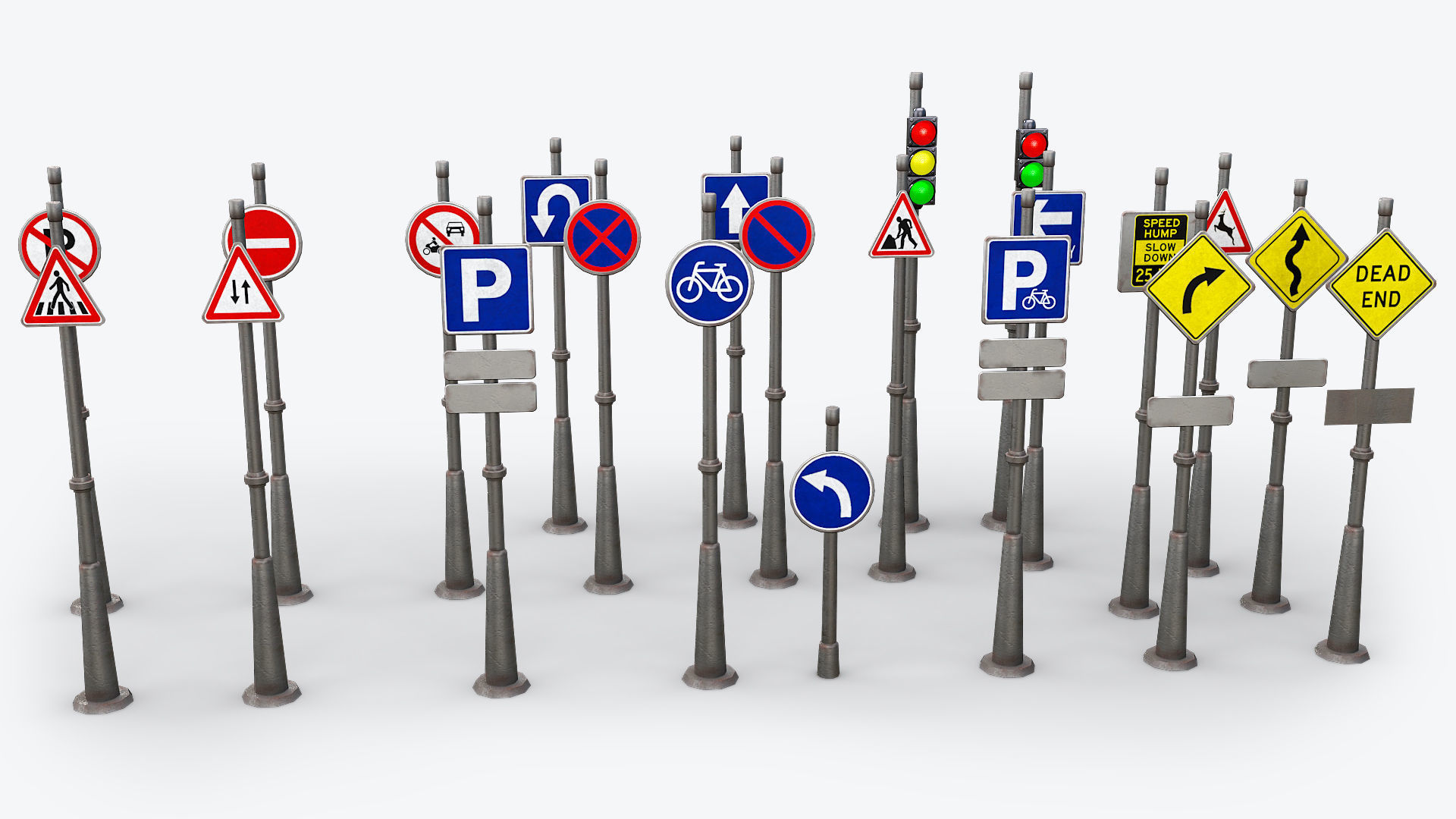 Traffic Sign Board Low-poly 3D model_3