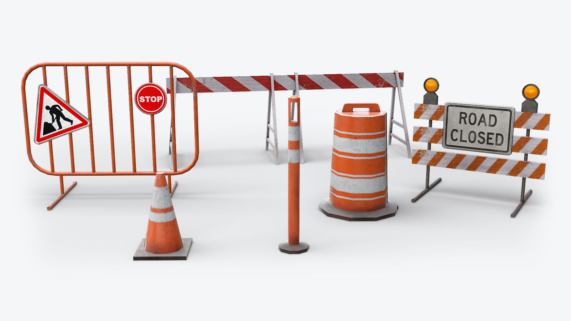 Traffic Sign Board Low-poly 3D model_1