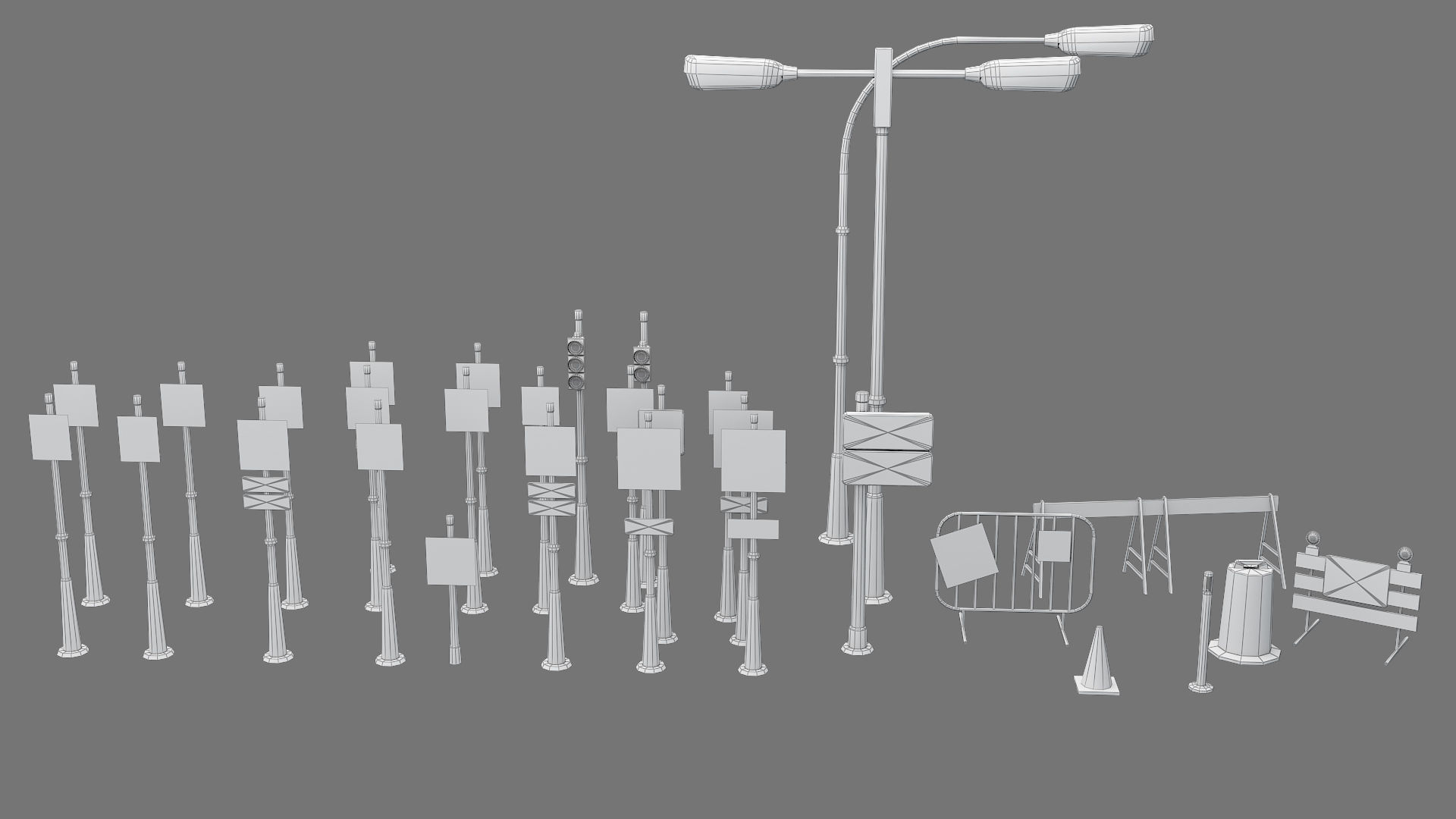 Traffic Sign Board Low-poly 3D model_9