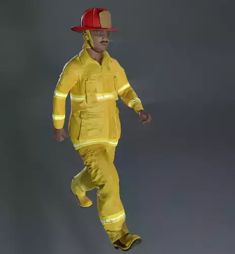 Rigged Fire Fighter 3D model