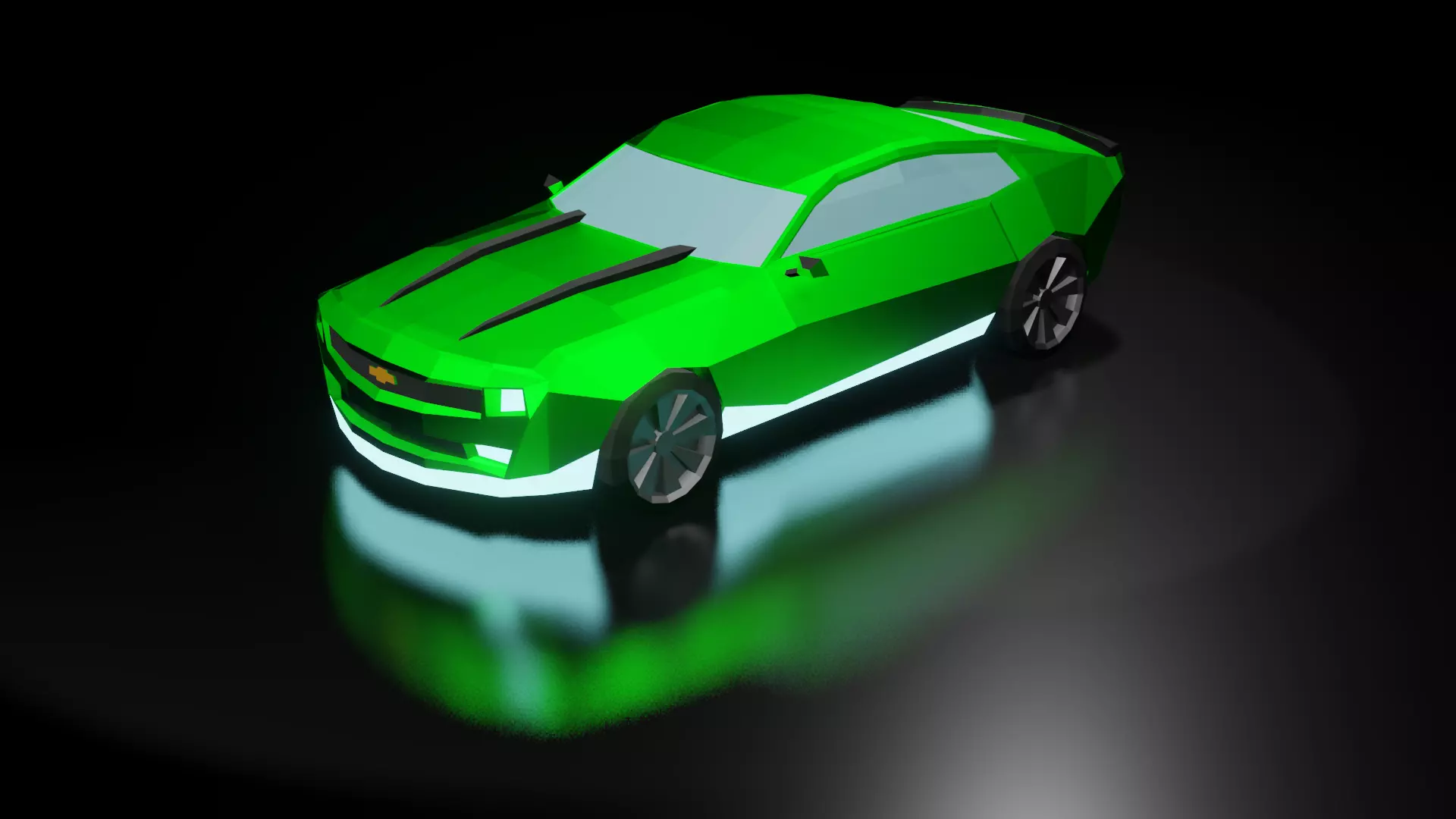 Low Poly Car With Glossy Green 3D model_0