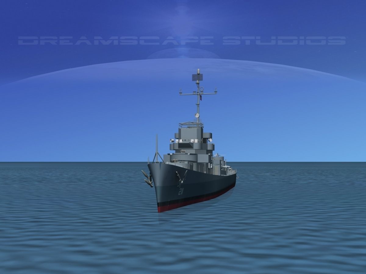 Destroyer Escort DE-211 USS Hubbard 3D model_1