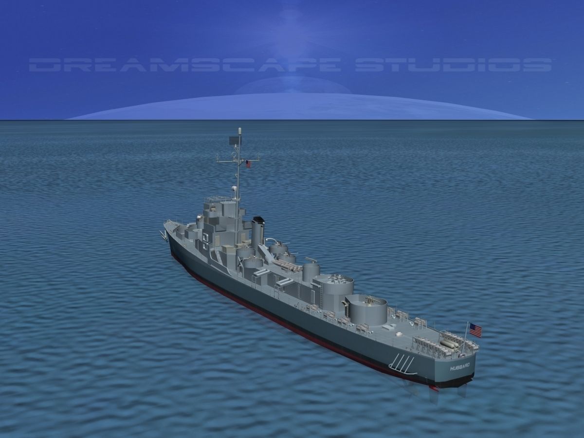 Destroyer Escort DE-211 USS Hubbard 3D model_6