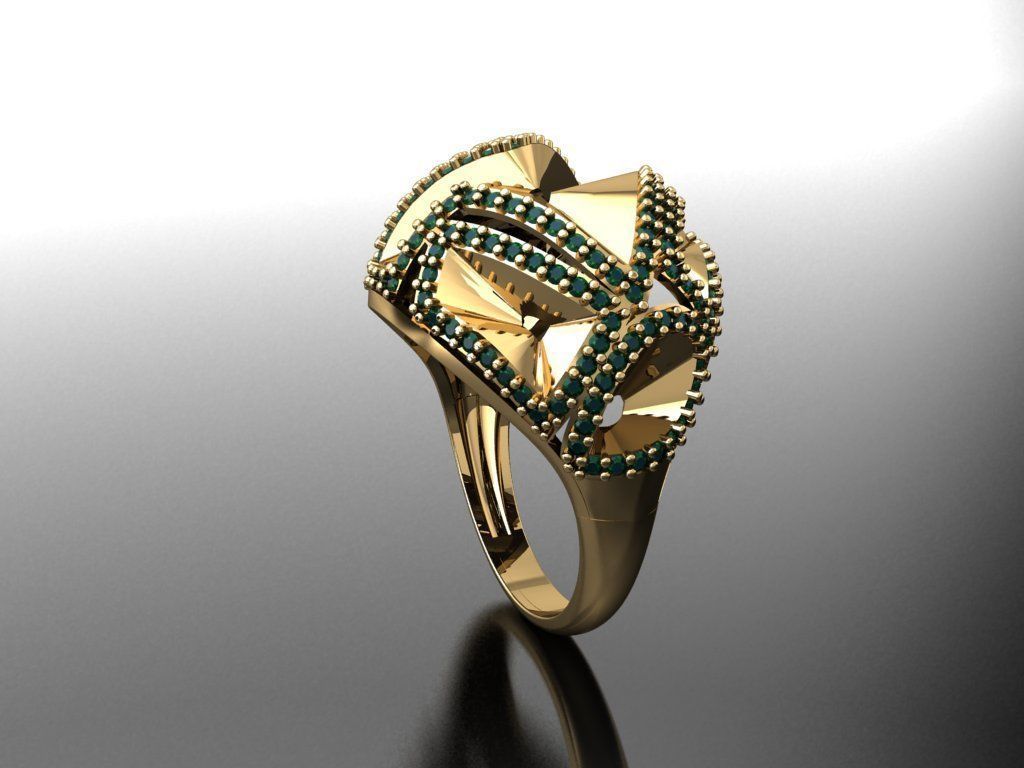 P202- Diamond ring 3D print model_2