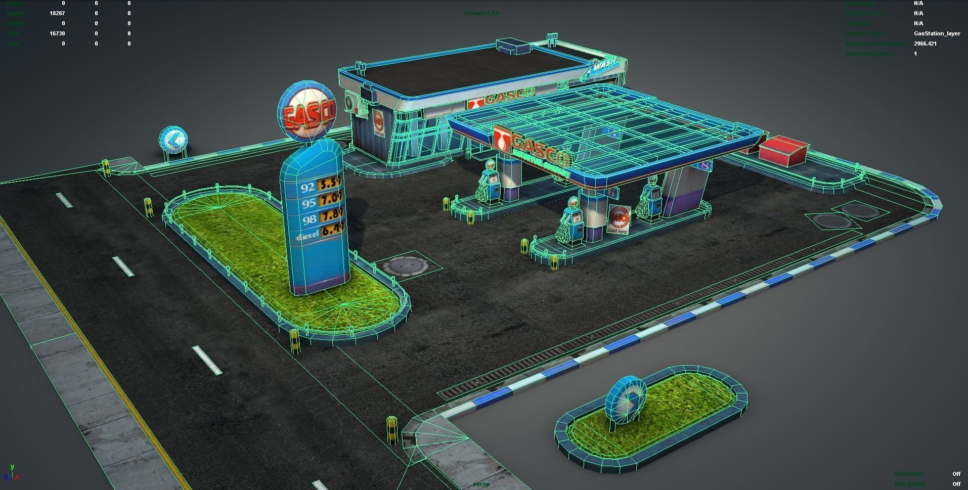 Gas Station pack - low poly Low-poly 3D model_3