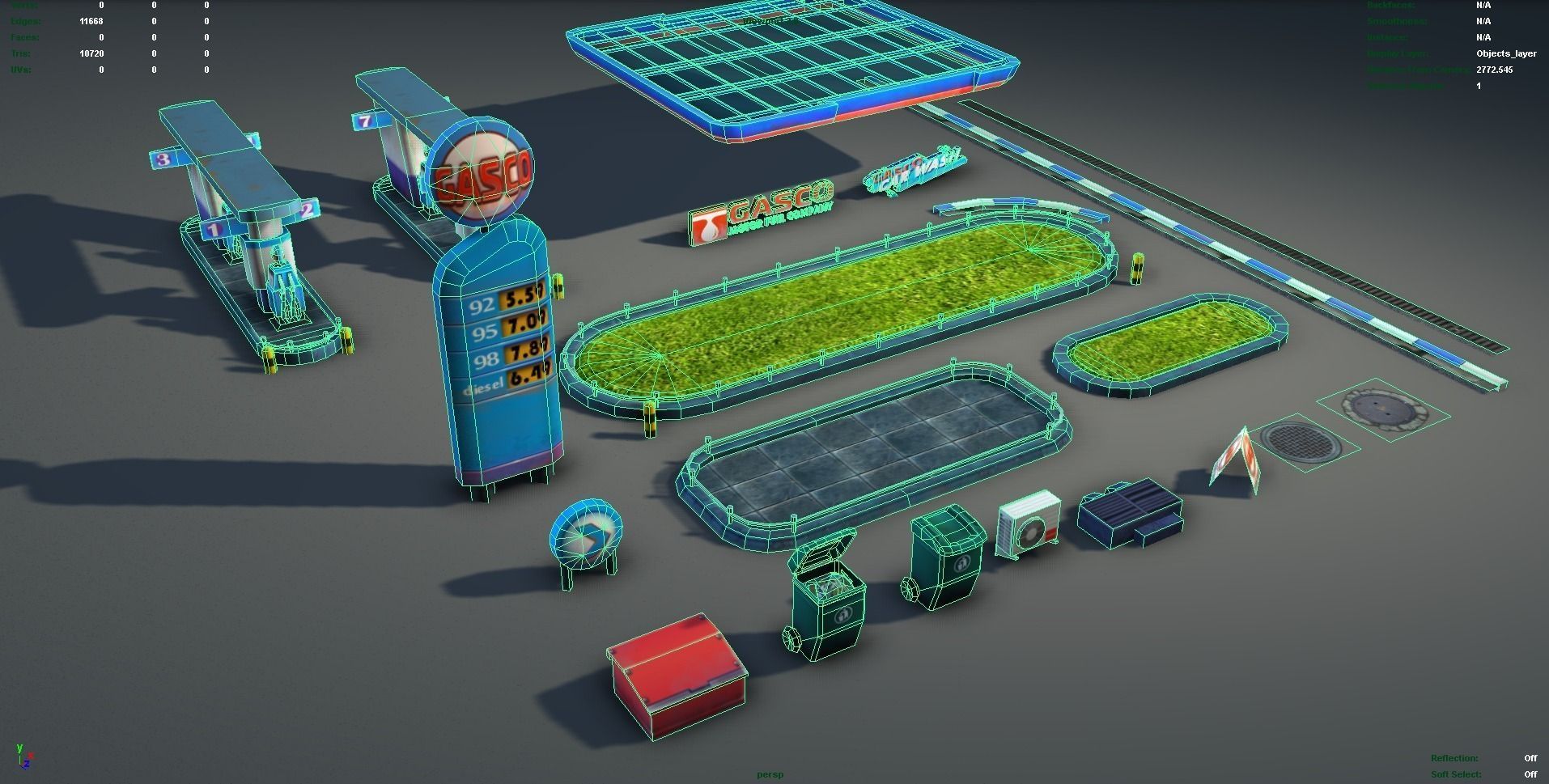 Gas Station pack - low poly Low-poly 3D model_10