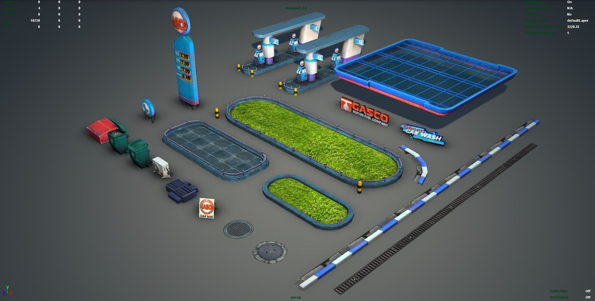 Gas Station pack - low poly Low-poly 3D model_7