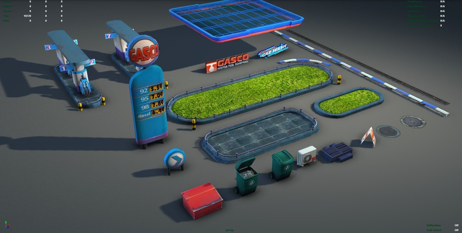 Gas Station pack - low poly Low-poly 3D model_9