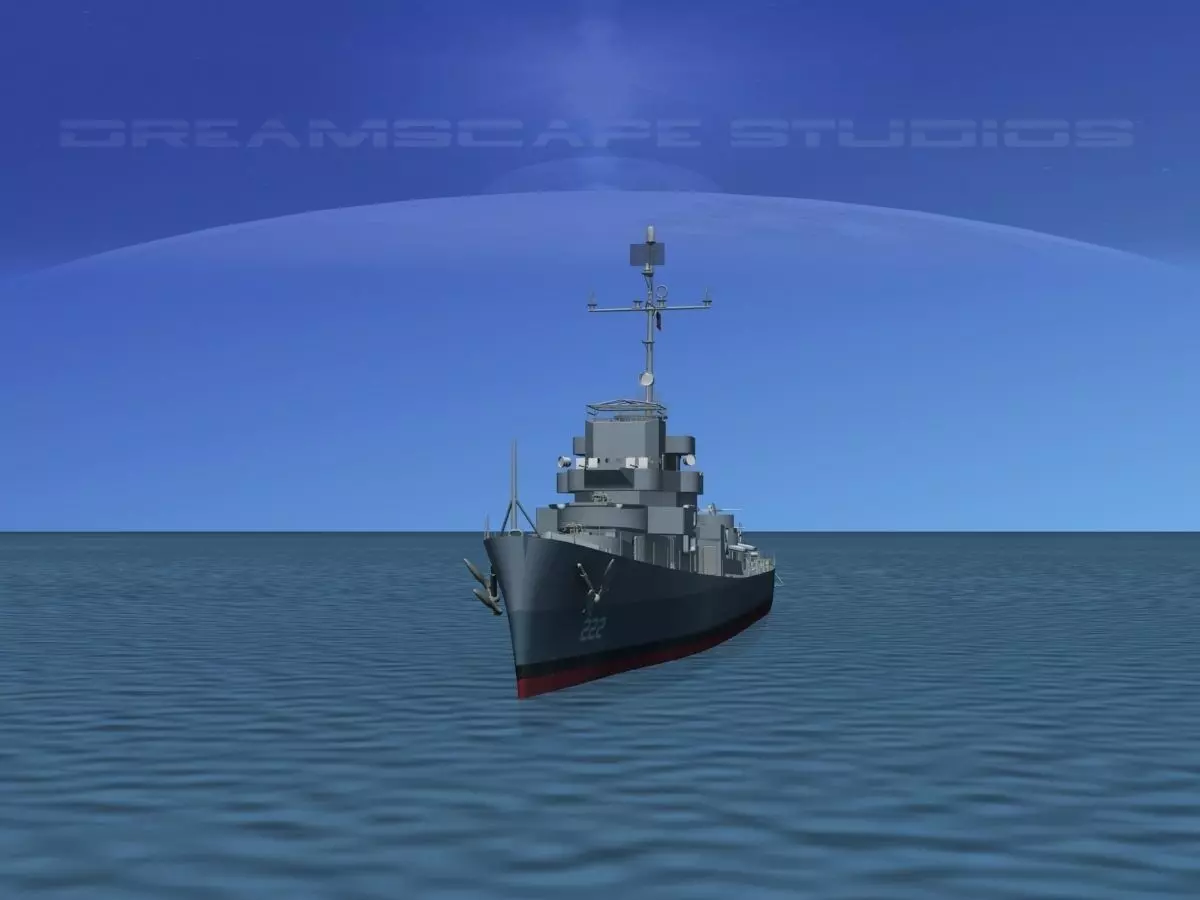 Destroyer Escort DE-222 USS Fowler 3D model_0