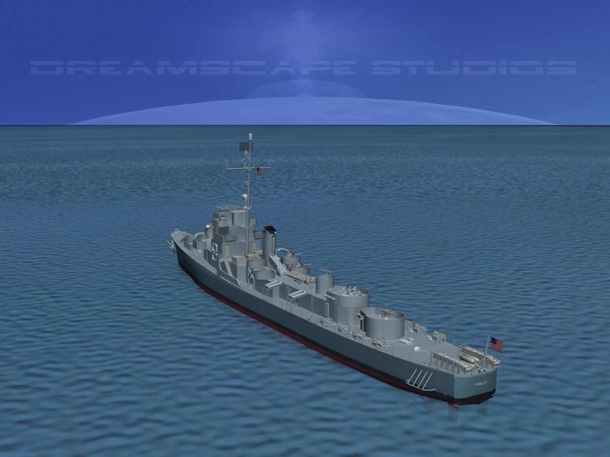 Destroyer Escort DE-222 USS Fowler 3D model_6