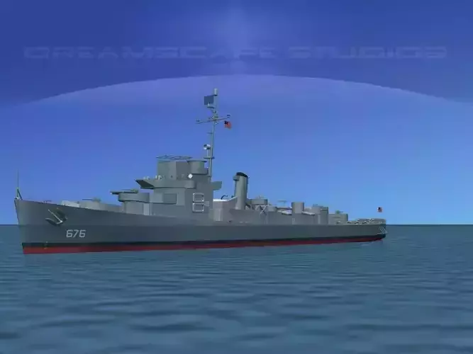 Destroyer Escort DE-676 USS Schmidt 3D model