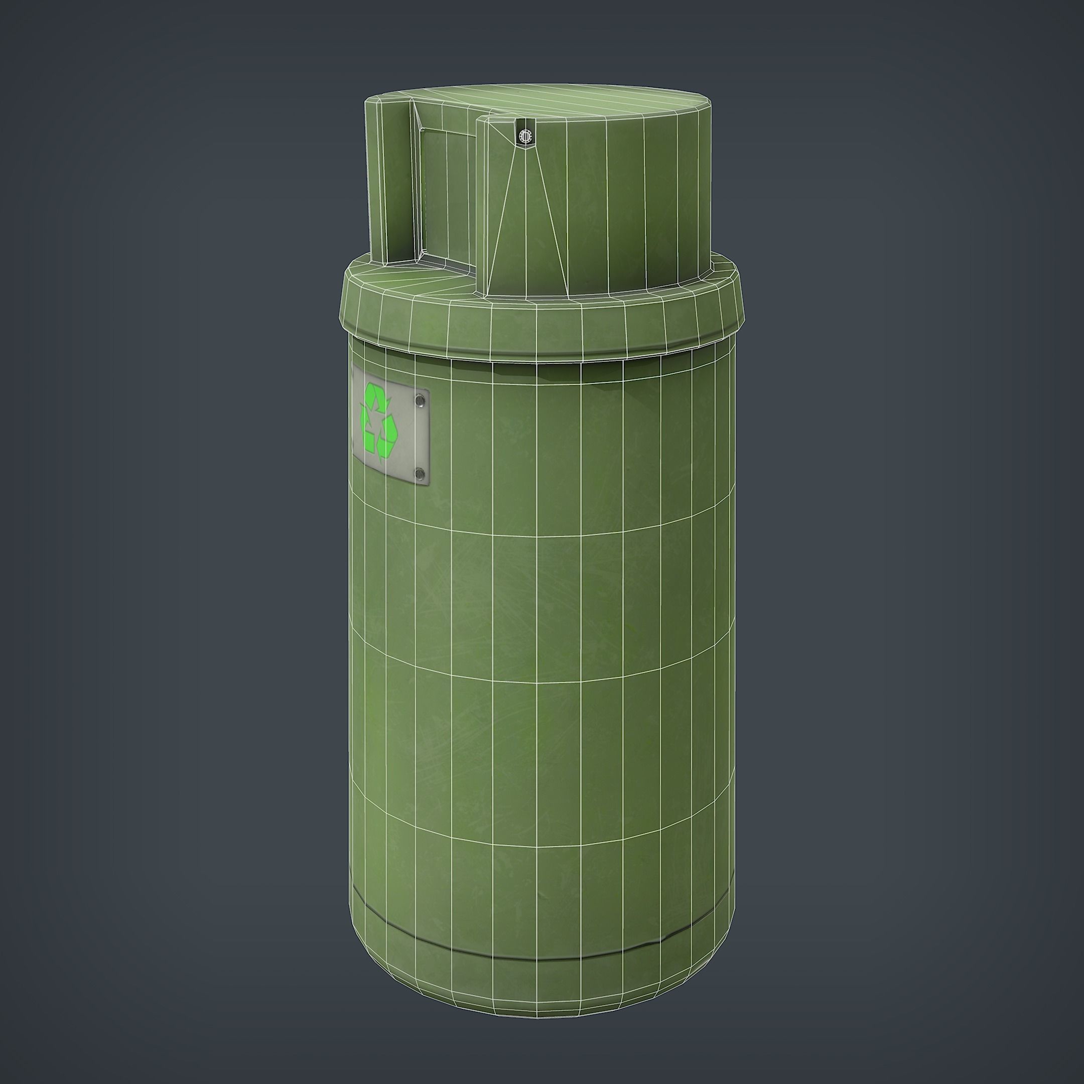 Trash Bin Low-poly 3D model_7