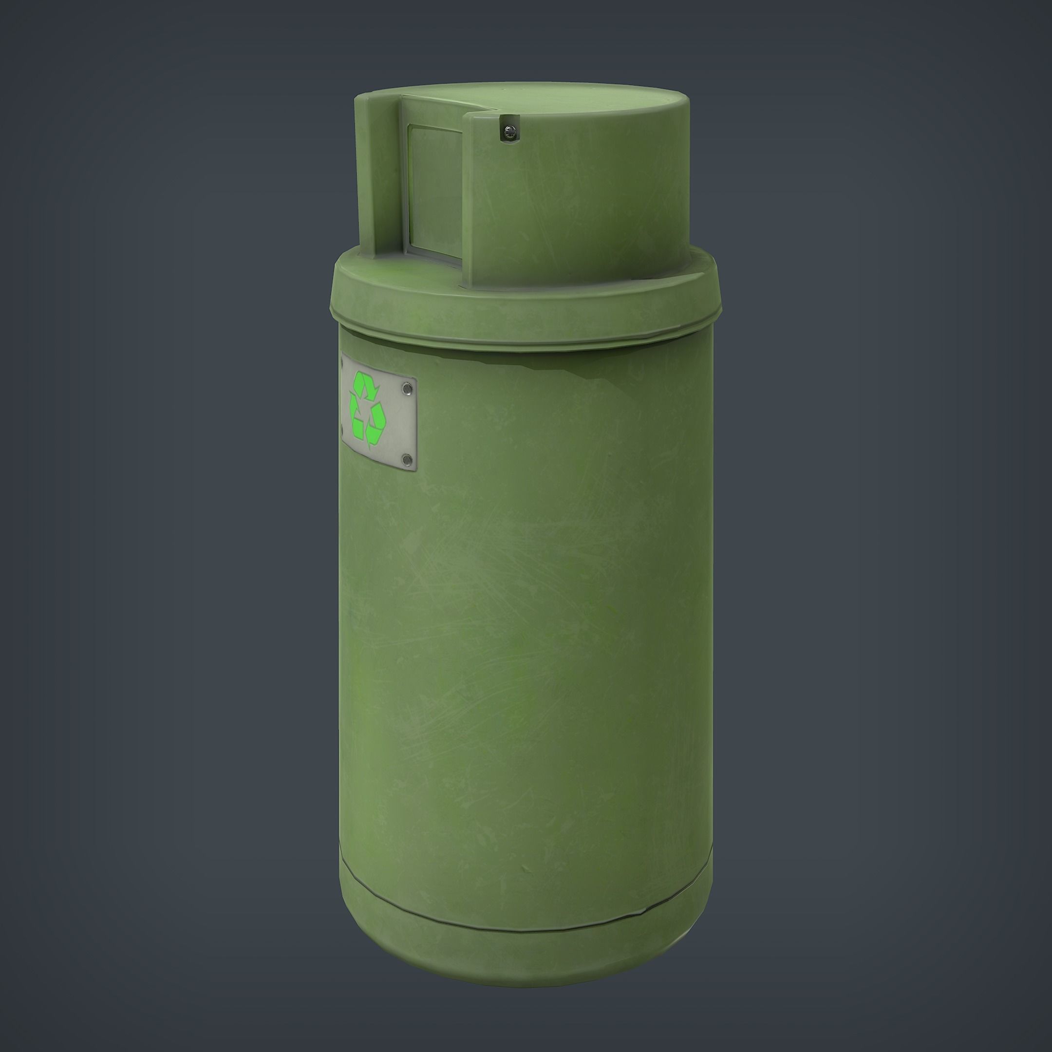 Trash Bin Low-poly 3D model_3