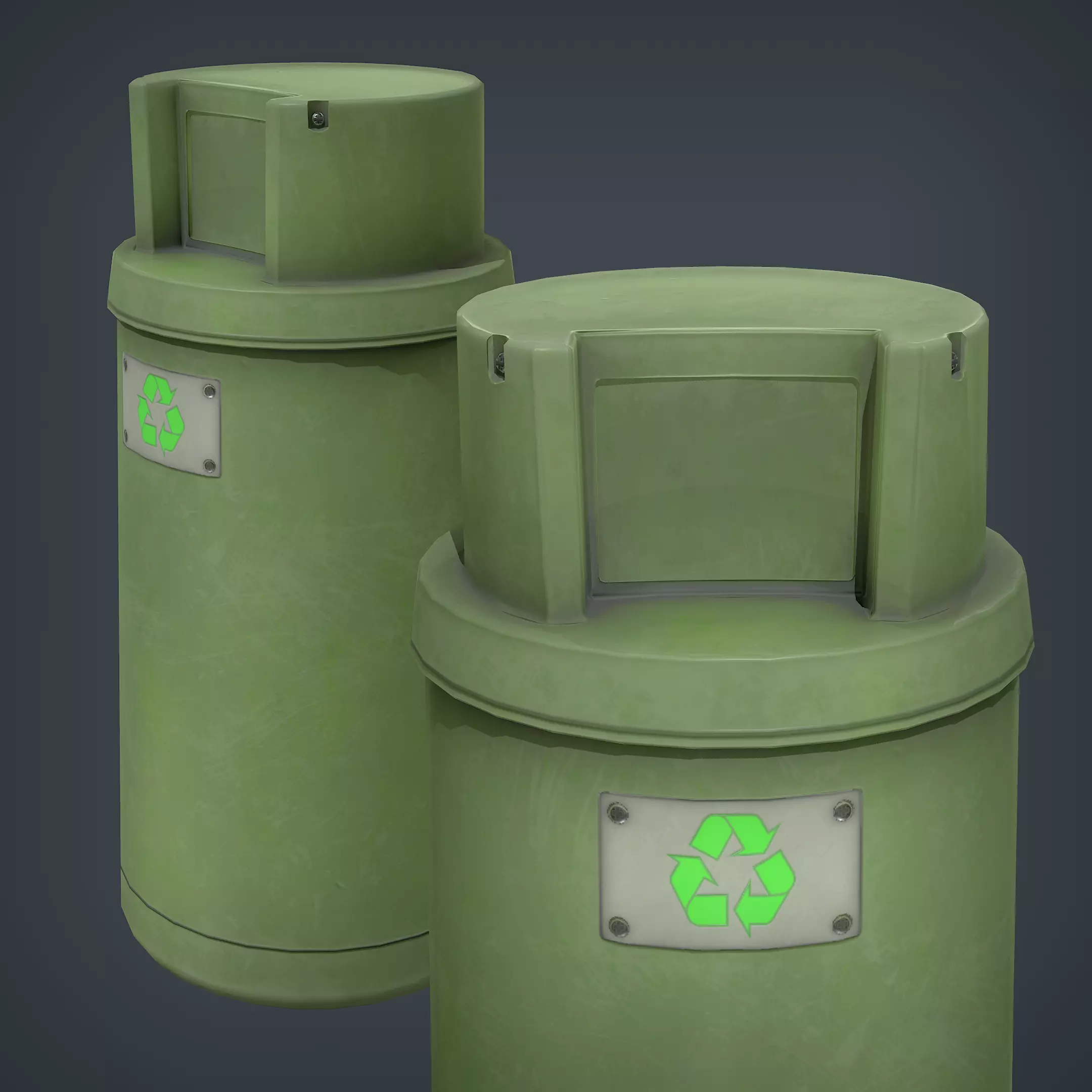 Trash Bin Low-poly 3D model_0
