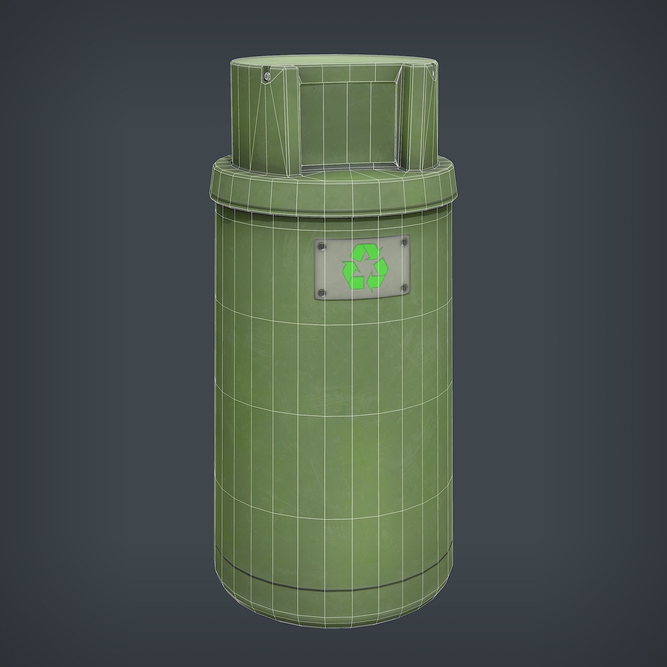 Trash Bin Low-poly 3D model_5