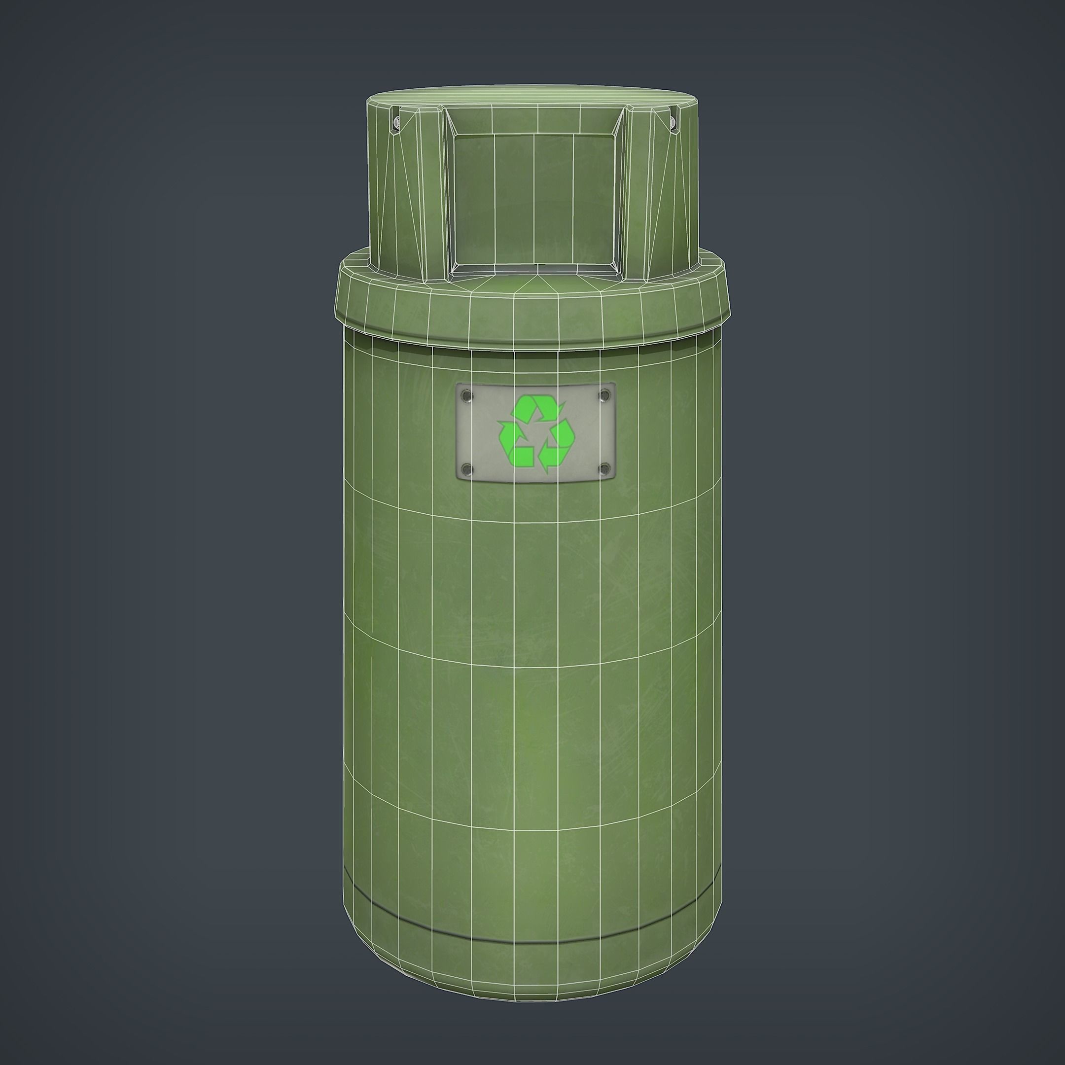 Trash Bin Low-poly 3D model_6