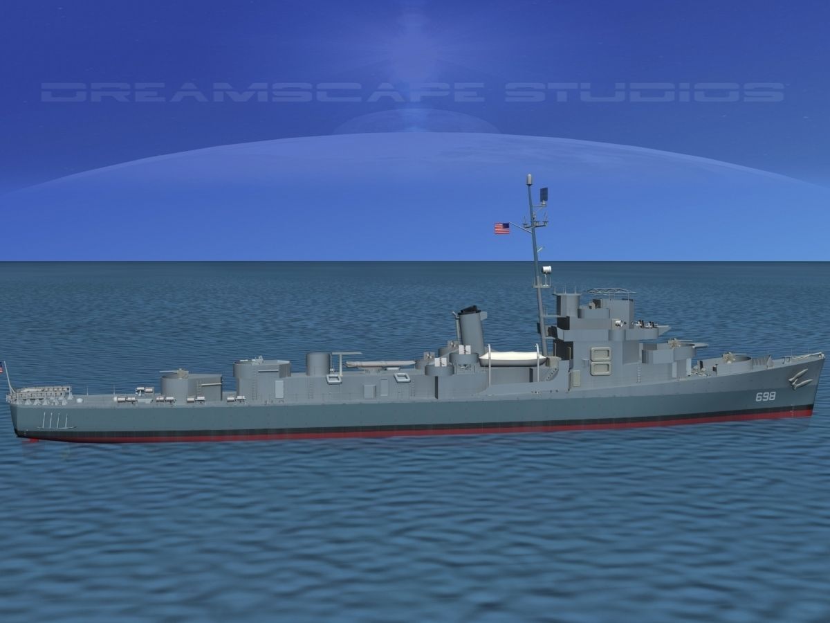 Destroyer Escort DE-698 USS Raby 3D model_3