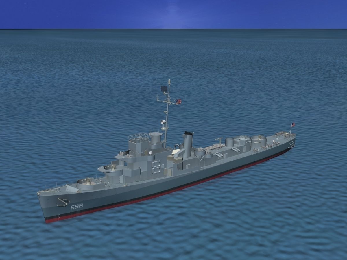 Destroyer Escort DE-698 USS Raby 3D model_9