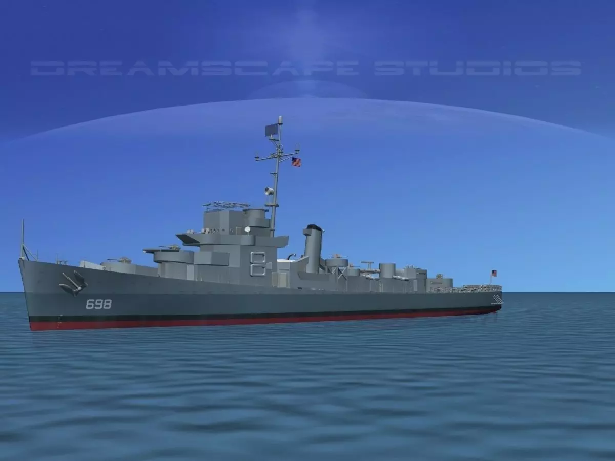 Destroyer Escort DE-698 USS Raby 3D model_0